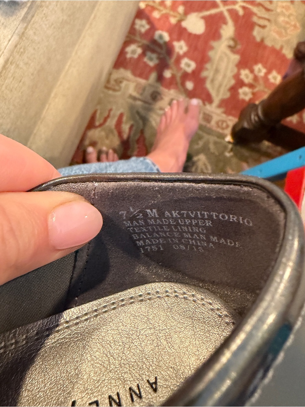 Anne Klein Slate Gray Leather Penny Loafer - Picture 4 of 5